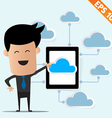 business man with tablet pc on cloud computing vector image