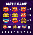 halloween monster mouth and jaws on math game vector image
