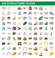 100 structure icons set cartoon style vector image vector image