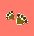 paper sticker on stylish background cat tracks vector image vector image