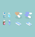 3d isometric flat set of sanitizers vector image