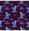 pattern with little cartoon blue unicorn vector image vector image