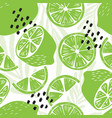 fruit seamless pattern lime with tropical leaves vector image vector image