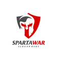 shield spartan warrior logo spartan helmet logo vector image vector image