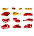 bbq set of grill food and products stylized vector image