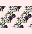 seamless pattern with hand drawn plum branches vector image vector image