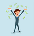 a businessman is delighted with his hands up vector image
