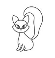 cat sitting with big tail line style vector image