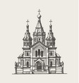 hand drawn church building sketch vector image