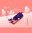luger in sportswear and helmet lying on sleigh vector image