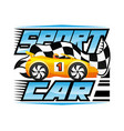sports car and checkered flag vector image