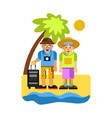 grandparents on rest near seaside happy middle vector image