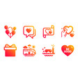 love letter gift box and hold heart icons set vector image