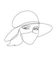 attractive girl in a mask and hat vector image vector image