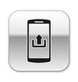 black smartphone with upload icon isolated vector image