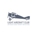 light aviation emblem with retro airplane biplane vector image