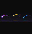shooting star neon light arc with gold glitter vector image