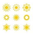 set of sun icons vector image vector image