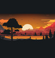 natural landscape cartoon design with the sun vector image