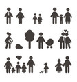 people black icons family signs parents vector image