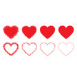red hand drawn grunge heart icons set frame vector image vector image