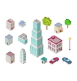 set of city buildings in isometric projection vector image