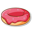 fast food sticker design with pink donut isolated vector image