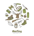hunting doodle set sketches vintage vector image vector image