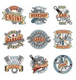 colored auto repair service logotypes set vector image vector image