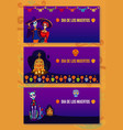 mexican dead day holiday banner set vector image