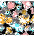 seamless pattern with cute kawaii cats fun animal vector image vector image
