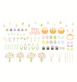 cute easter clipart set painted eggs flowers vector image