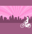 girl riding bicycle on the abstract city vector image vector image