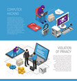 isometric hacker banners set vector image vector image