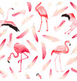 tropical flamingo seamless summer pattern feathers vector image vector image