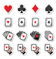 playing cards poker gambling icons set vector image vector image