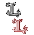 gothic letter l with ornamental curlicues vector image vector image