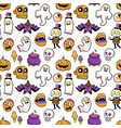 halloween seamless pattern in cartoon comic style vector image