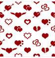 set of red valentine hearth love symbols seamless vector image