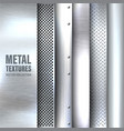 realistic brushed metal textures set polished vector image