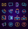 contact neon icons vector image