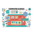 thin line computer science poster banner vector image vector image