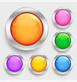 bright glossy shiny circles round buttons set vector image