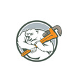 polar bear plumber monkey wrench circle vector image