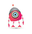 funny cartoon pink friendly robot character vector image