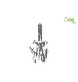 losing ground metaphor man standing alone on tiny vector image vector image