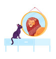 cat looking mirror conceited kitten look vector image
