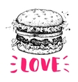 vintage burger label hand drawn monochrome vector image vector image