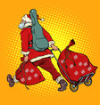 santa claus is a musician with a guitar going vector image vector image