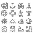 nautical marine and sea thin line icons vector image